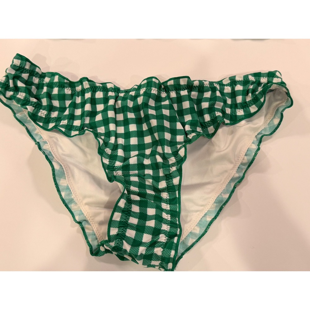 Cupshe Green Gingham Ruffle Bikini Set XS High Cut Swimwear - Picture 7 of 7